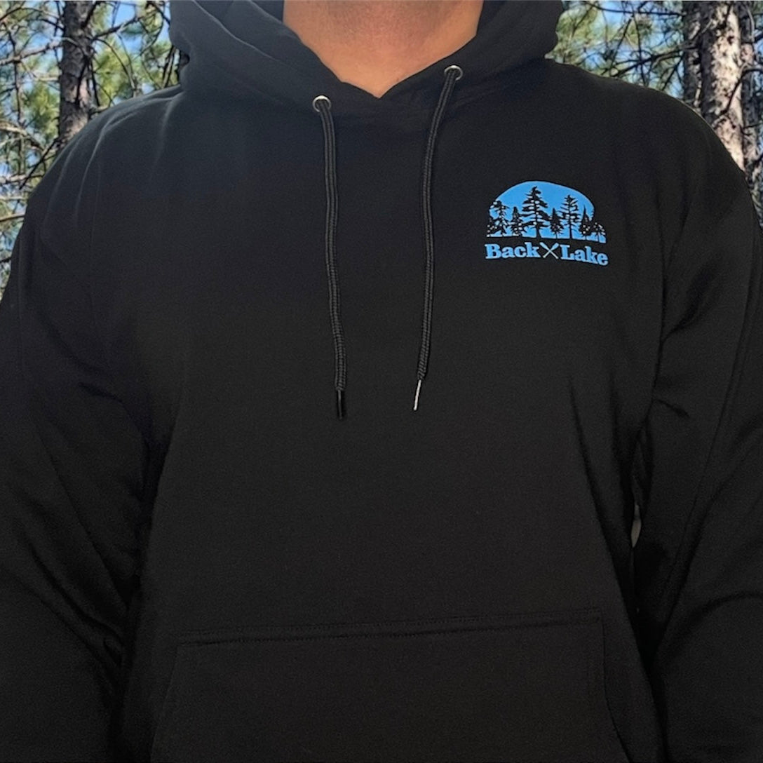 FIND YOUR LAKE CAMPFIRE HOODIE (UNISEX) BLACK
