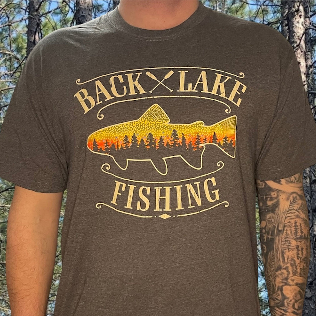 BROOK TROUT BACK LAKE FISHING TEE (UNISEX) WINDSWEPT SMOKE