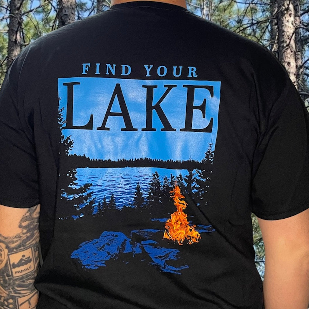 FIND YOUR LAKE CAMPFIRE TEE (UNISEX) BLACK