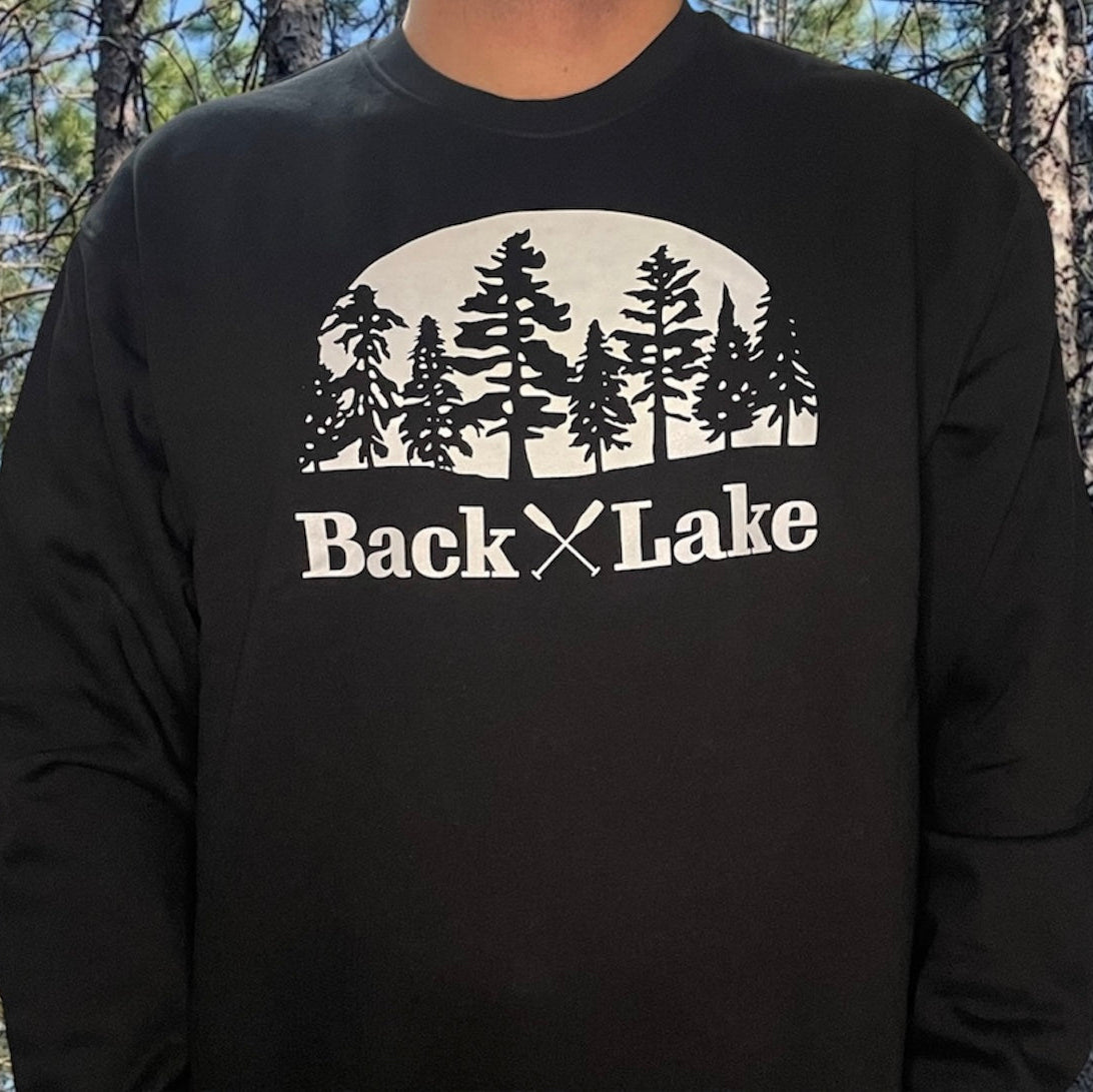 TREE LINE FLEECE CREWNECK (UNISEX) BLACK
