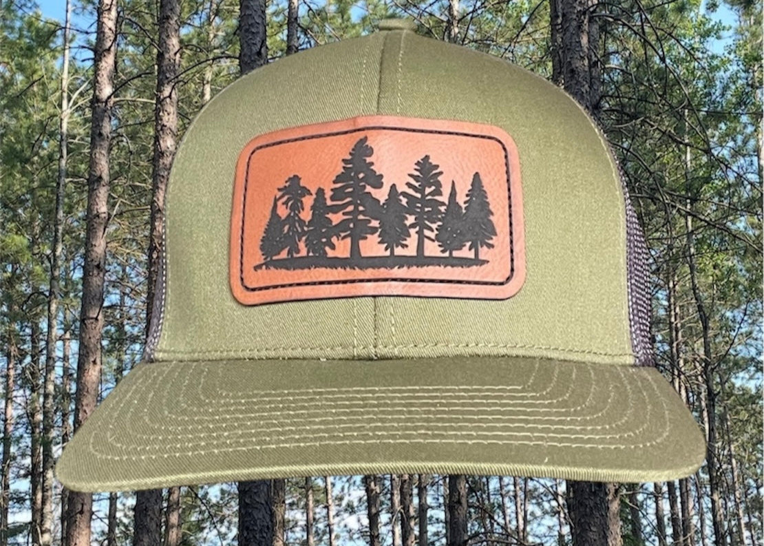 LEATHER PATCH TREE LINE TRUCKER