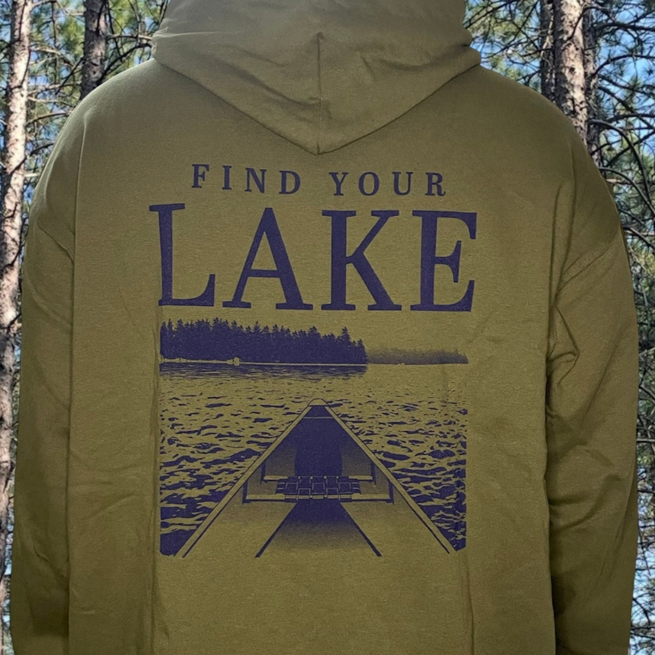 FIND YOUR LAKE CANOE HOODIE (UNISEX) MILITARY