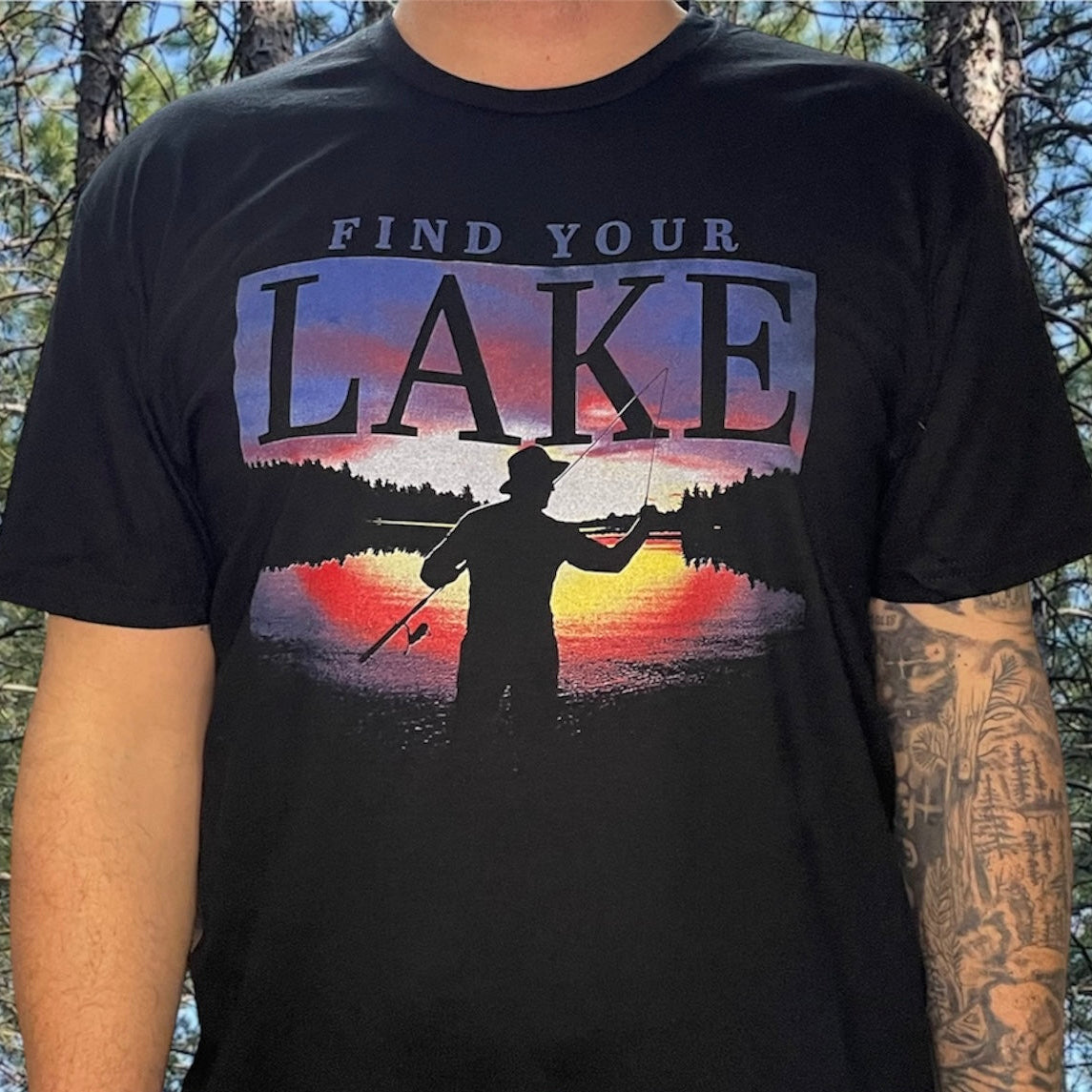 FIND YOUR LAKE SUNSET FISHING TEE (UNISEX)