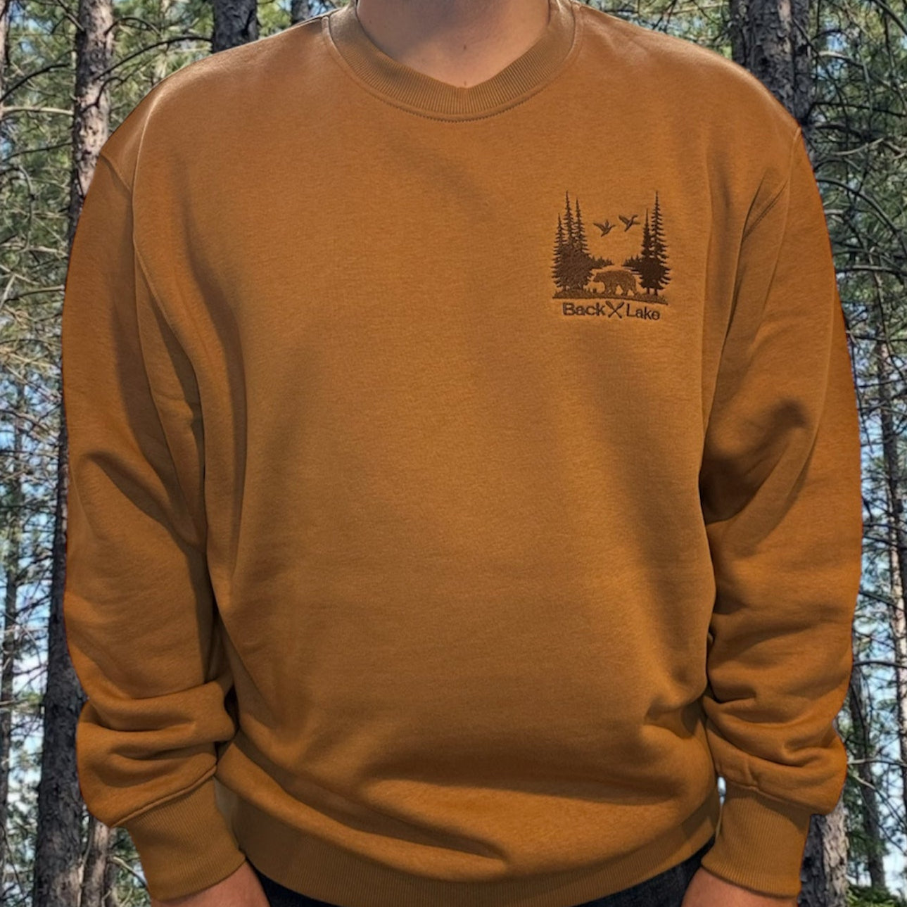EMBROIDERED BEAR HEAVYWEIGHT FLEECE CREWNECK (UNISEX) CARAMEL