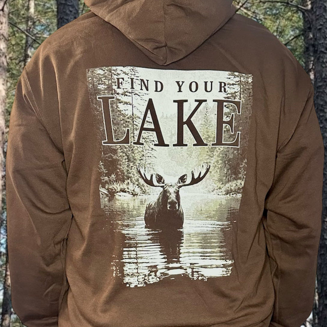 FIND YOUR LAKE MOOSE HOODIE (UNISEX) BROWN