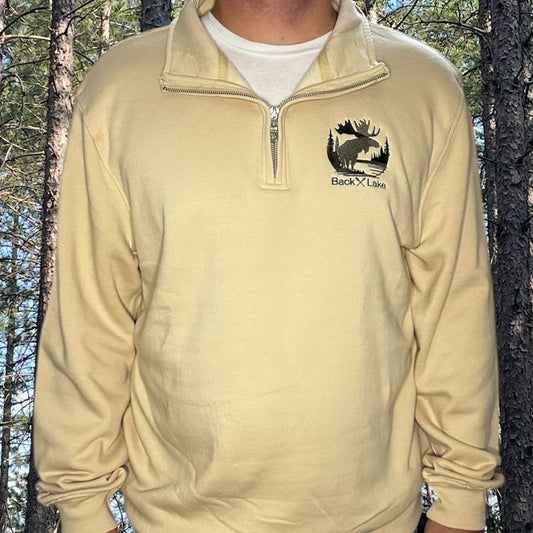 EMBROIDERED MOOSE 1/4 ZIP (UNISEX) SAND